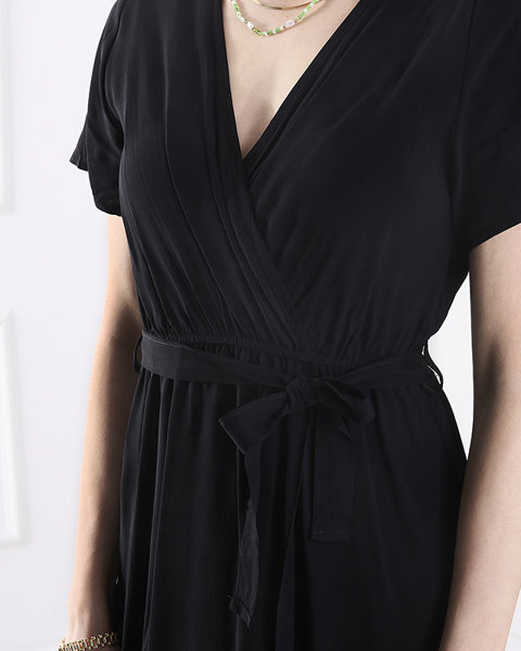 Жіноча чорна довга сукня з розрізом - Одяг