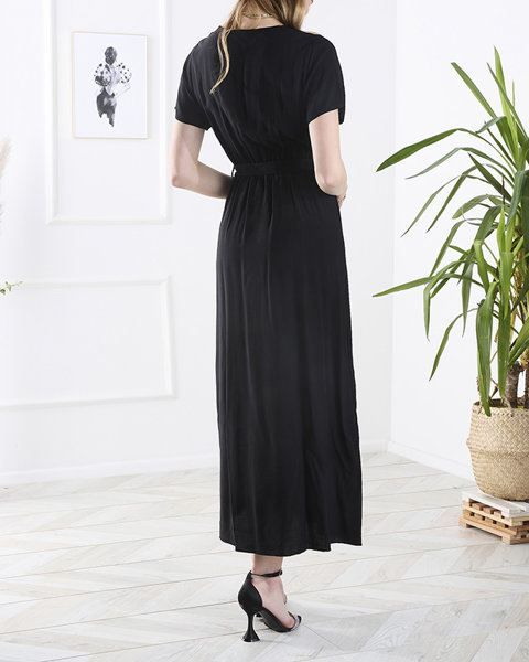 Жіноча чорна довга сукня з розрізом - Одяг
