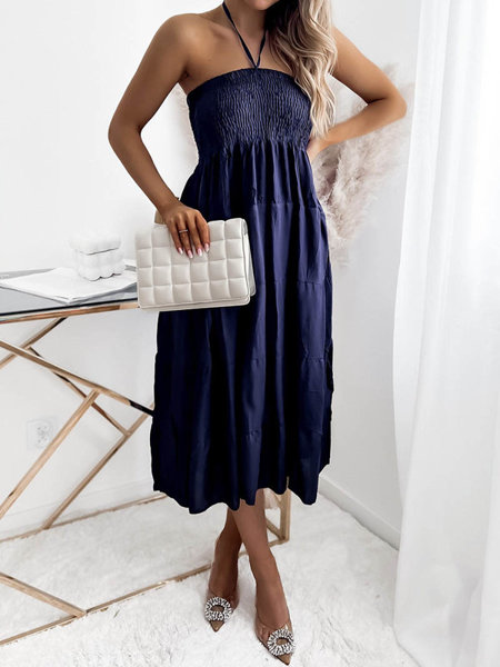 Жіноча сукня без бретелей темно-синього кольору PLUS SIZE - Одяг