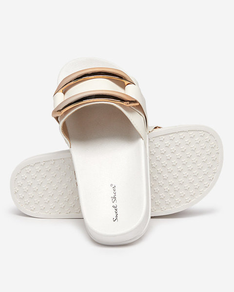 Жіночі білі тапочки з золотистим орнаментом Serina - Взуття