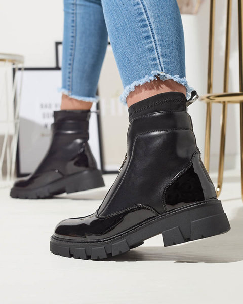 Жіночі черевики на блискавці посередині чорного кольору Elibe- Footwear