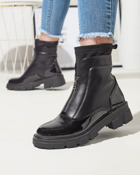 Жіночі черевики на блискавці посередині чорного кольору Elibe- Footwear