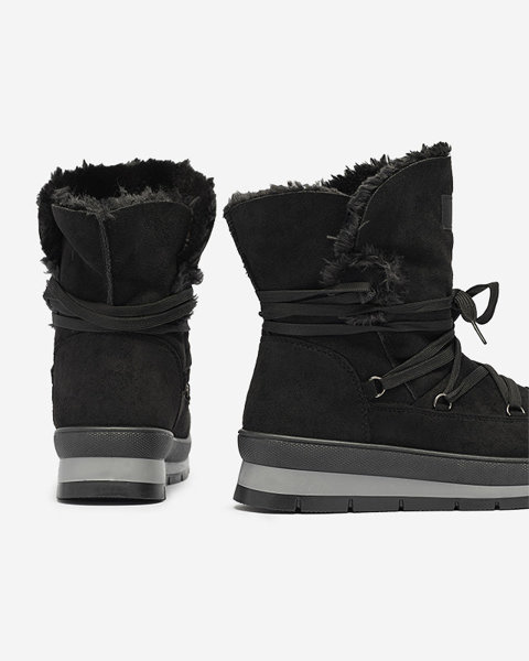 Жіночі черевики на шнурівці а-ля снігоступи чорного кольору Lapres- Footwear