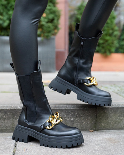 Жіночі черевики з ланцюжком чорного кольору Evves- Footwear