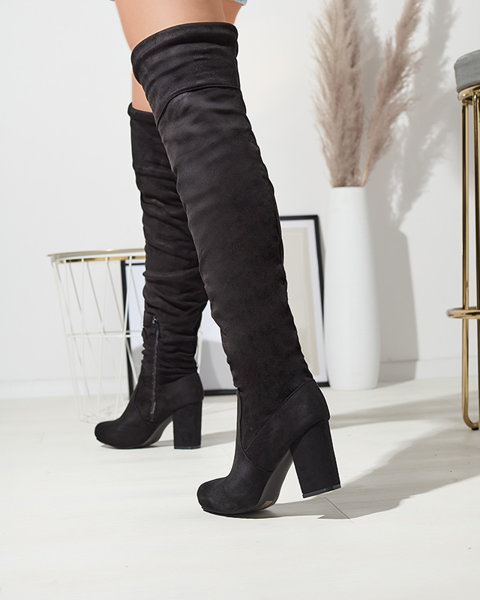 Жіночі чоботи вище коліна чорного кольору Gazey- Взуття