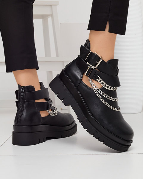 Жіночі чоботи з вирізами чорного кольору Setica - Взуття