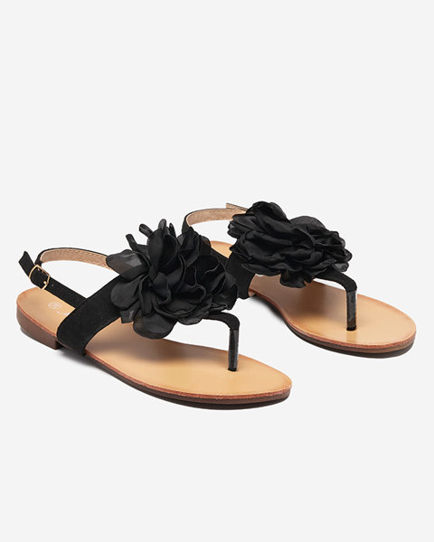 Жіночі чорні босоніжки з квіткою Нерікала - Взуття