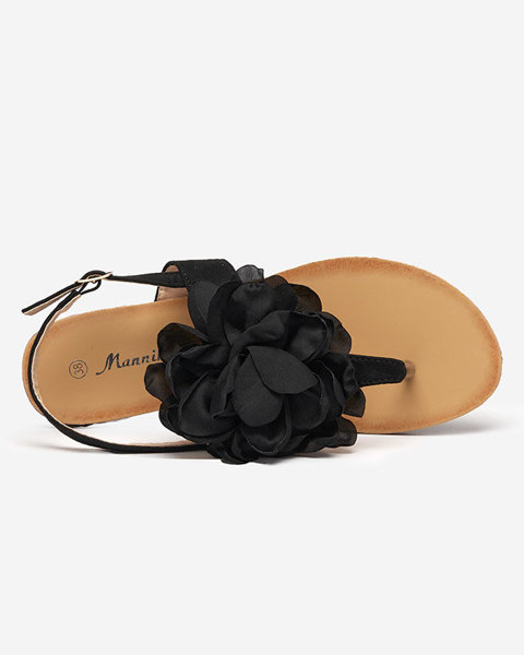 Жіночі чорні босоніжки з квіткою Нерікала - Взуття