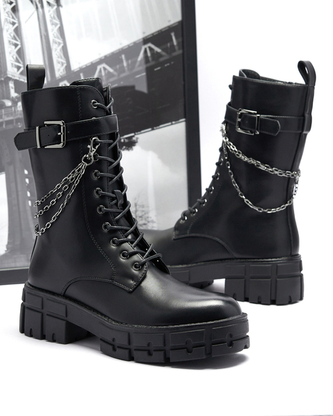 Жіночі чорні черевики-баггі з ланцюжками Rutieas - Взуття