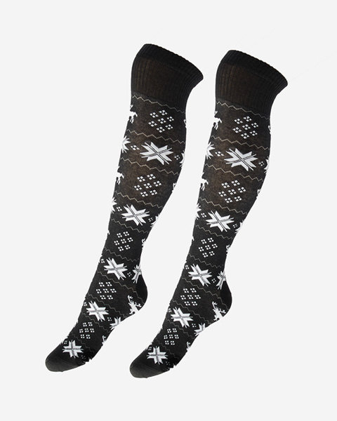 Жіночі чорні довгі різдвяні шкарпетки - білизна