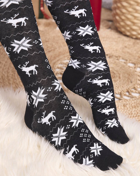 Жіночі чорні довгі різдвяні шкарпетки - білизна