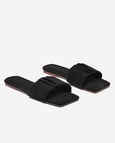 Жіночі чорні еко-замшеві тапочки на плоскому ходу Nesico - Туфлі