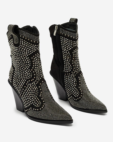 Жіночі чорні ковбойські чоботи на стійці з прикрасами Raksti - Взуття