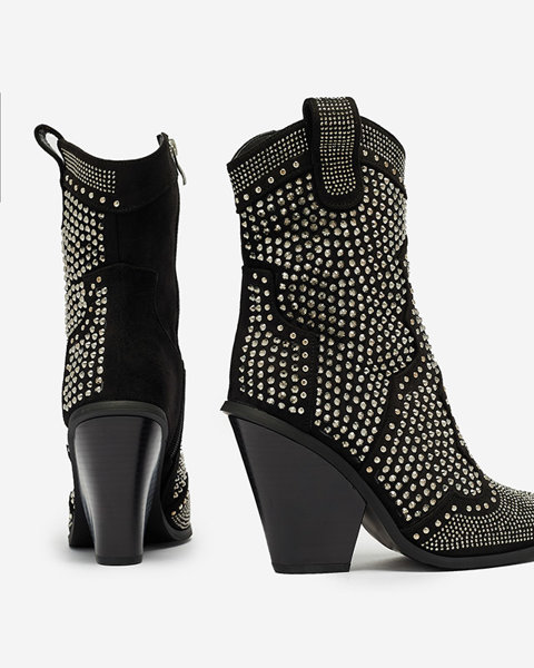 Жіночі чорні ковбойські чоботи на стійці з прикрасами Raksti - Взуття