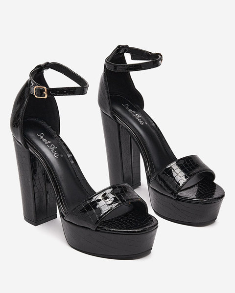 Жіночі чорні лаковані босоніжки на високому стовпі Keline - Взуття