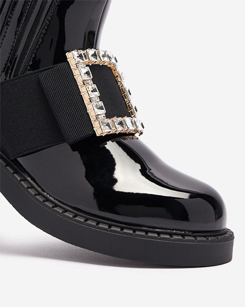 Жіночі чорні лаковані ботильйони з орнаментом Zenati - Взуття