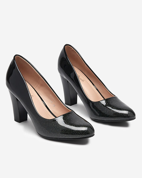Жіночі чорні лаковані туфлі з блискітками Zurila - Туфлі