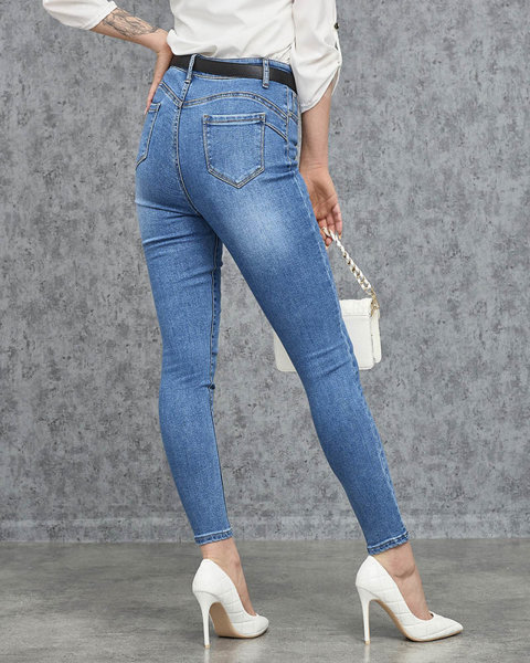 Жіночі джинси-дудочки пуш ап синього кольору - Одяг