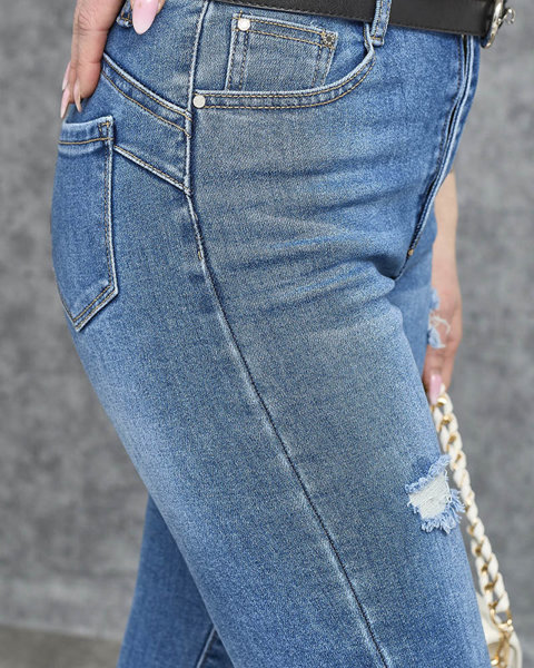 Жіночі джинси-дудочки пуш ап синього кольору - Одяг