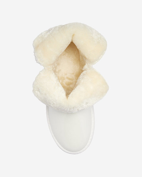 Жіночі лаковані снігоступи з екошкіри білого кольору Plerussi-Footwear
