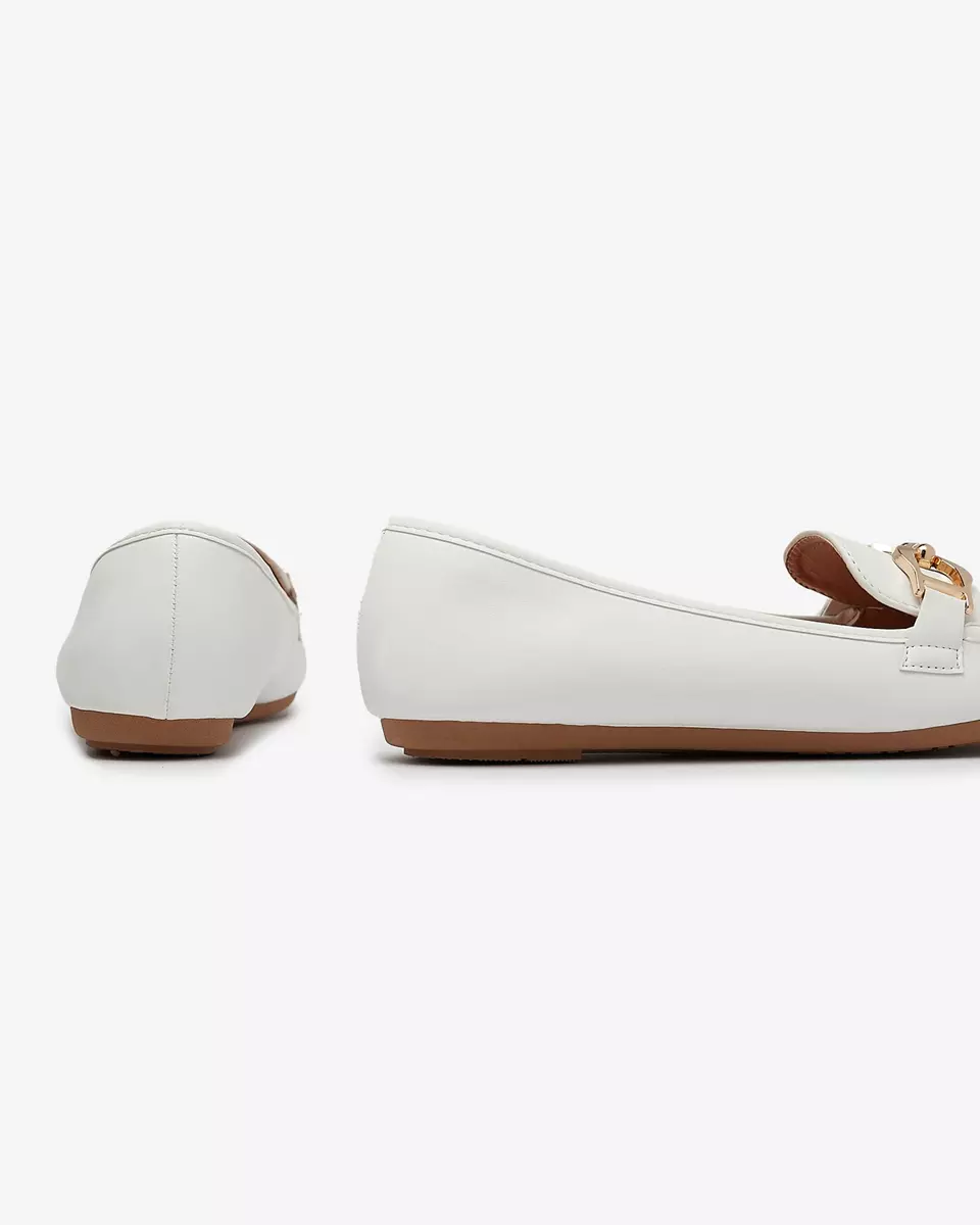 Жіночі мокасини з екошкіри з орнаментом білого кольору Qivett- Footwear