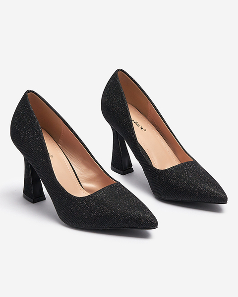 Жіночі парчеві туфлі-човники чорного кольору Bluskita - Взуття
