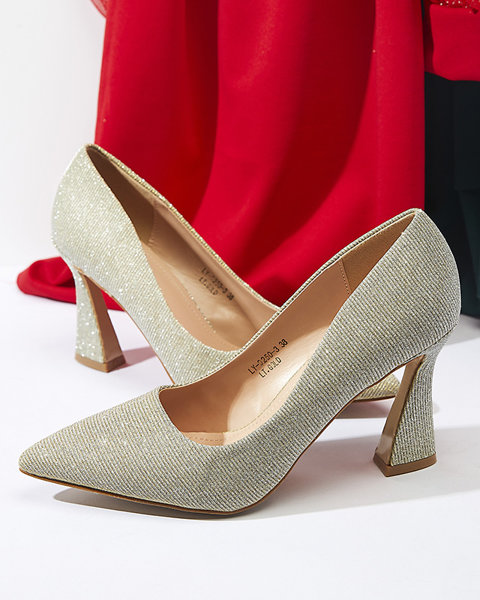 Жіночі парчеві туфлі-човники золотого кольору Bluskita - Взуття