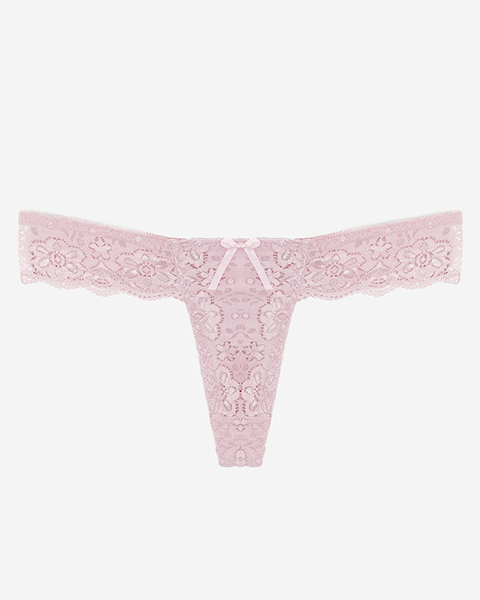 Жіночі рожеві мереживні стрінги з бантом - Нижня білизна