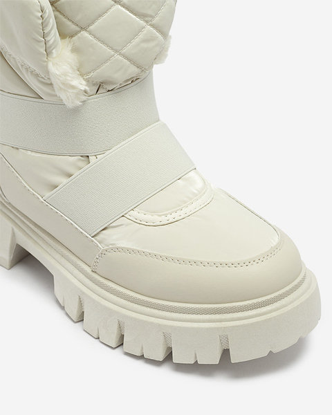 Жіночі снігоступи на плоскій підошві бежевого кольору Ferory- Footwear