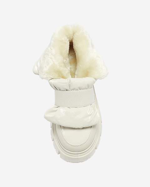 Жіночі снігоступи на плоскій підошві бежевого кольору Ferory- Footwear