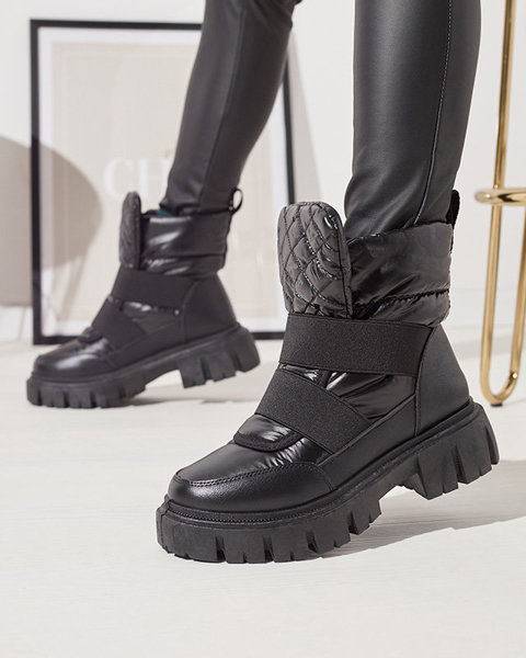 Жіночі снігоступи на плоскій підошві чорного кольору Ferory- Footwear