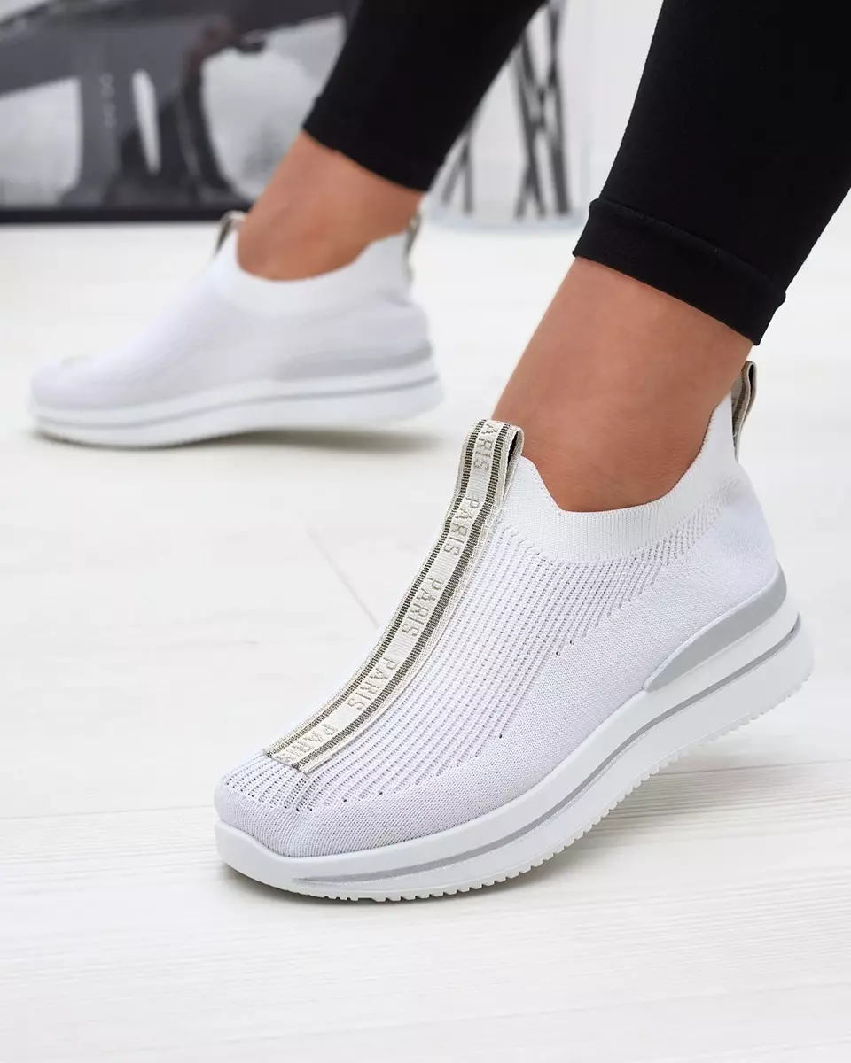 Жіночі спортивні кросівки-сліпони з написом білого кольору Cerppa- Footwear