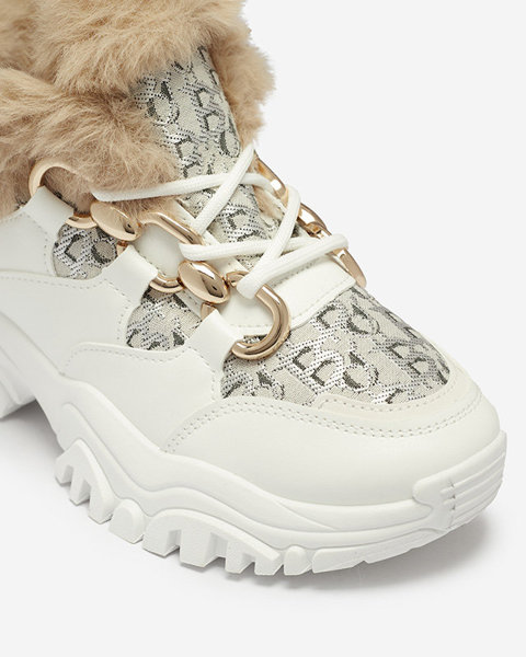 Жіночі спортивні туфлі на хутрі білого кольору Reyma- Footwear