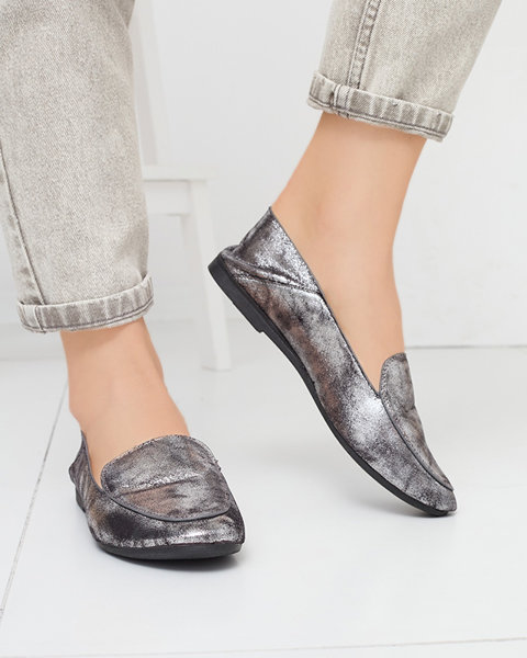 Жіночі сріблясті мокасини з блискітками Illeco- Footwear