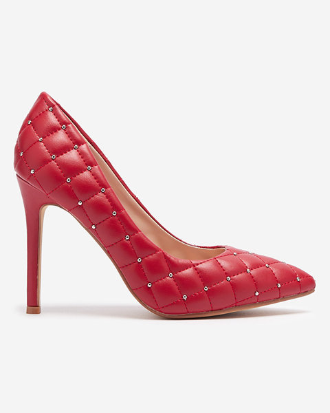 Жіночі стьобані туфлі на шпильці з носом-шпилькою червоного кольору Mawelo- Взуття