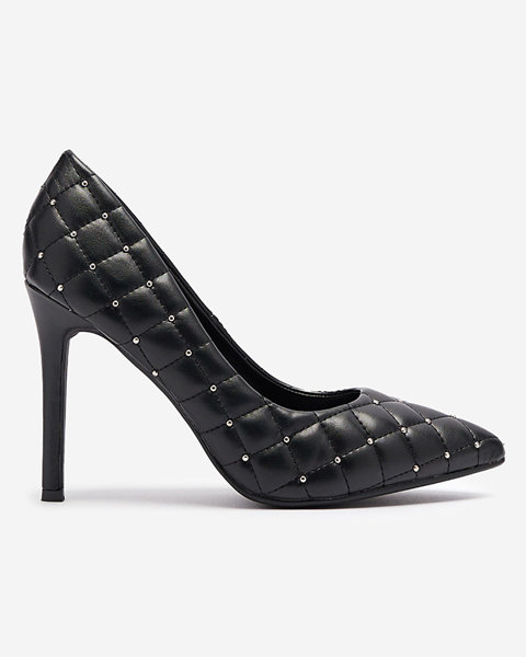 Жіночі стьобані туфлі на шпильці з носом-шпилькою чорного кольору Mawelo- Взуття