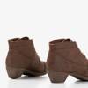 Жіночі темно-коричневі чоботи на шнурівці на підборах на низькому каблуці Liboa - Взуття