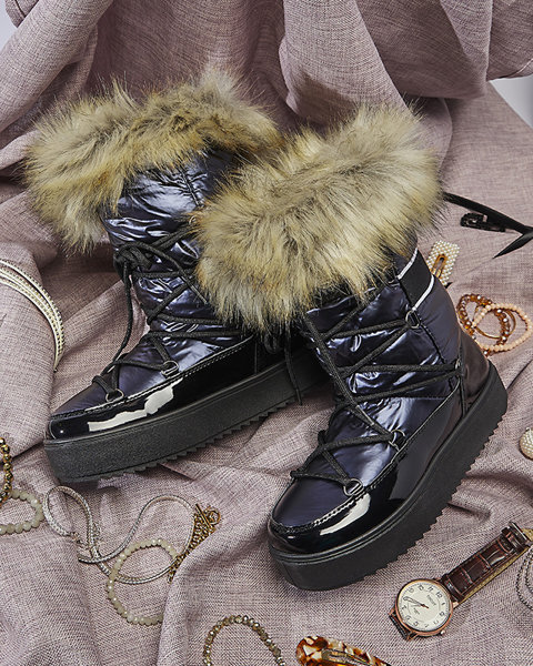 Жіночі темно-сині лаковані снігоступи Luccav- Footwear