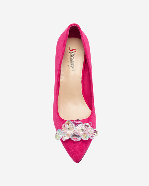 Жіночі туфлі-човники кольору фуксії з різнокольоровими кристалами Xitas - Взуття