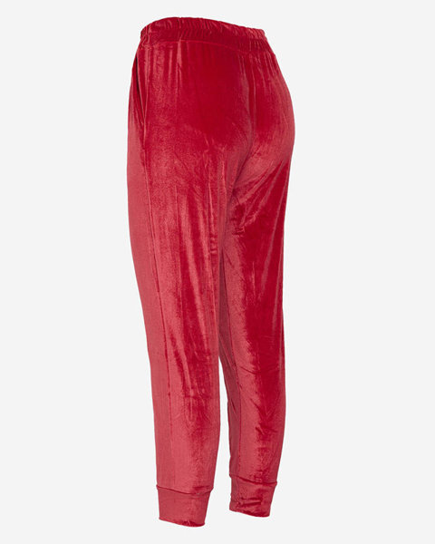 Жіночі велюрові спортивні штани червоного кольору - Одяг