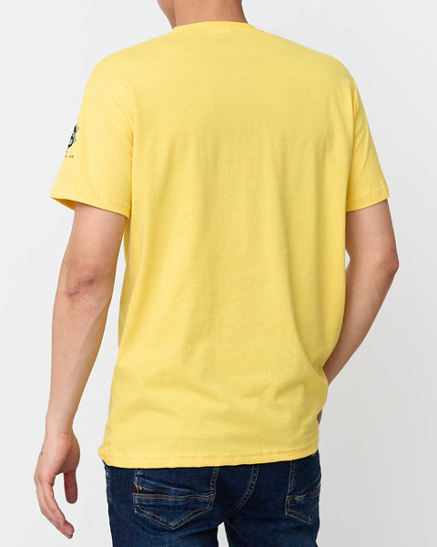 Жовта бавовняна чоловіча футболка з принтом - Одяг