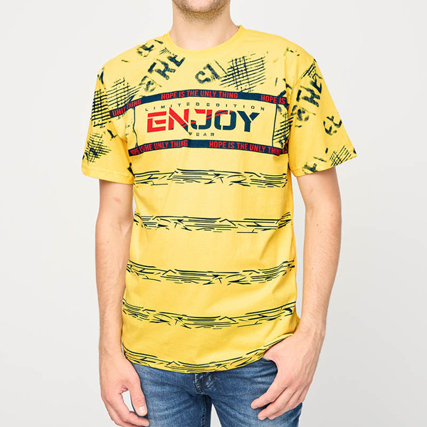 Жовта чоловіча футболка з написом ENJOY - одяг
