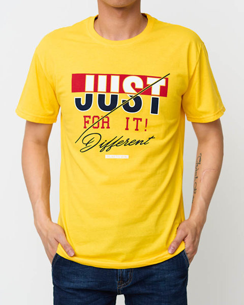 Жовта модна чоловіча футболка з принтом - Одяг