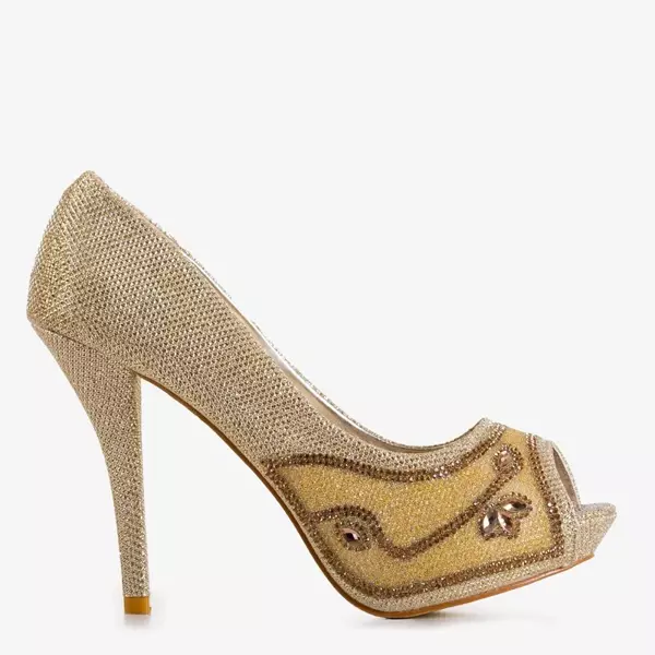 Золоті жіночі туфлі з оздобленням Maniza