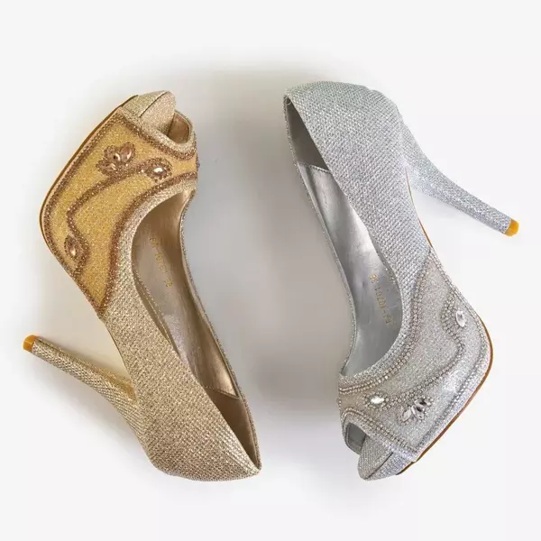 Золоті жіночі туфлі з оздобленням Maniza